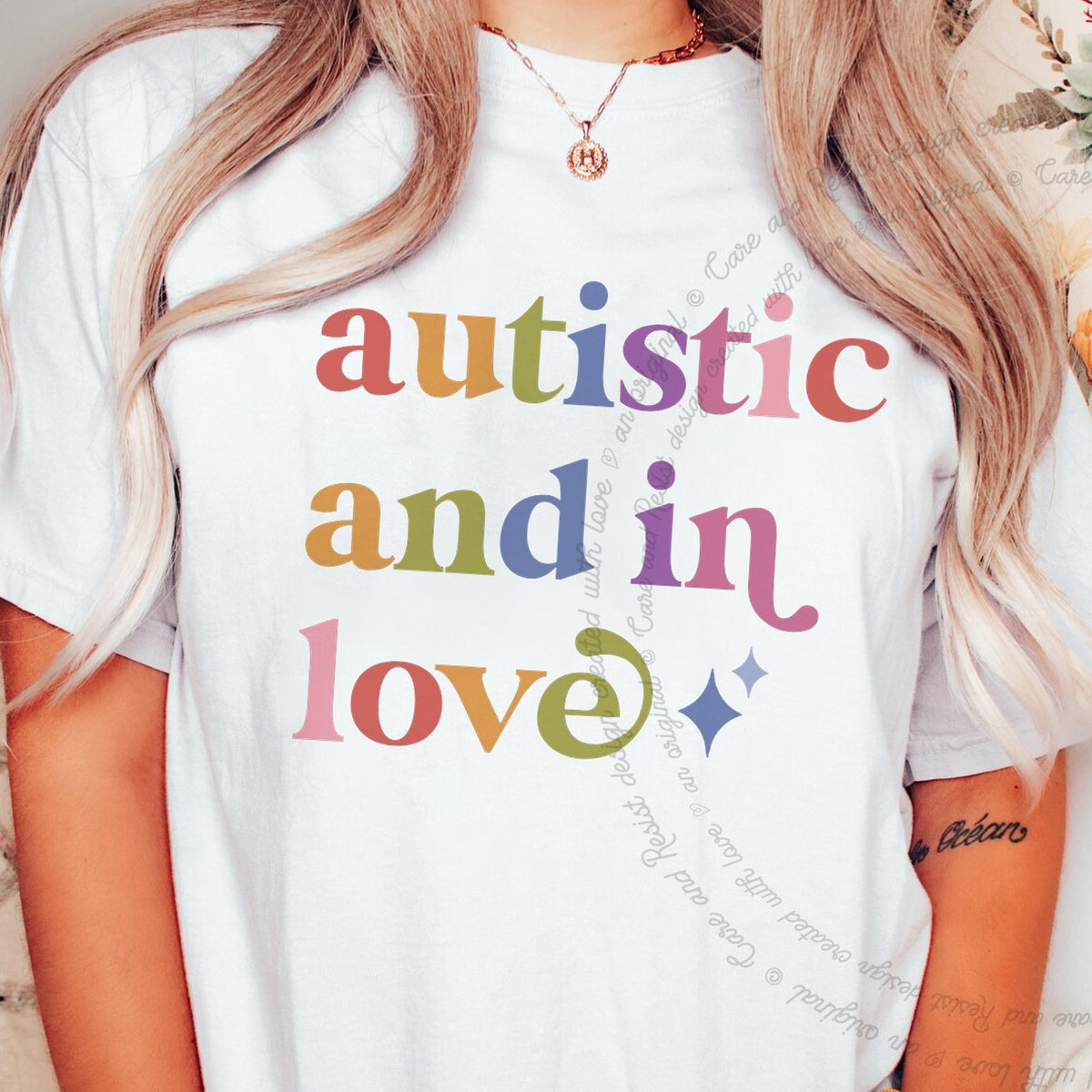 Autistic and in Love Care & Resist progressive t-shirt in White