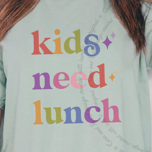 Kids Need Lunch Care & Resist progressive t-shirt in Bay