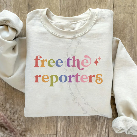 Free the Reporters Care & Resist Gildan crewneck sweatshirt in Sand