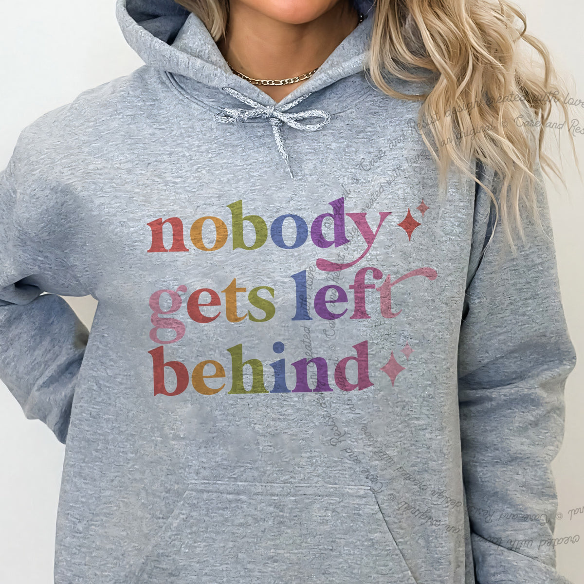 Nobody Gets Left Behind Care & Resist Gildan hoodie in Sport Grey