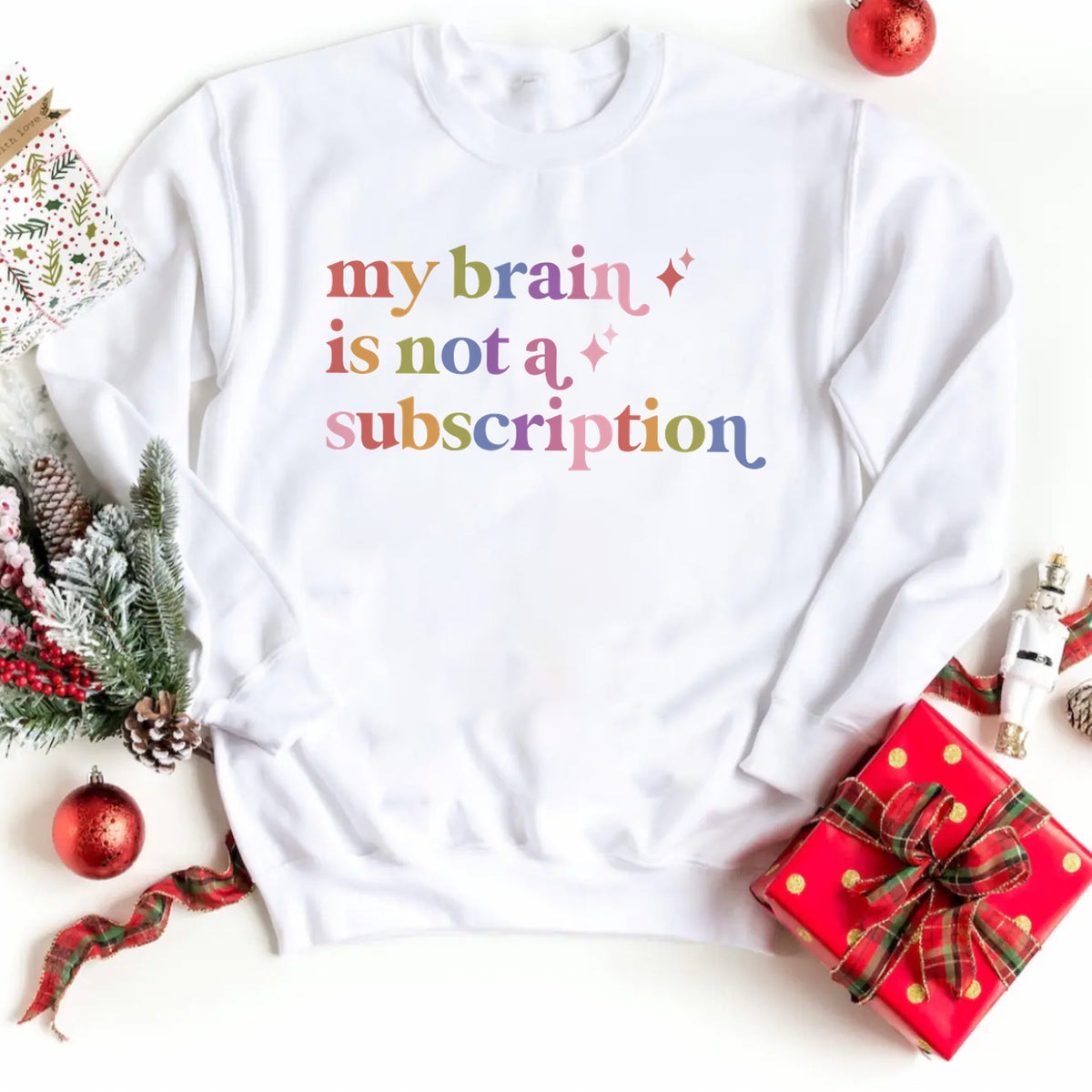 My Brain is not a Subscription Care & Resist Gildan crewneck sweatshirt in White