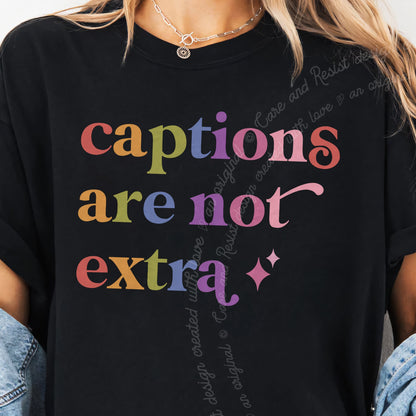Captions are not Extra Care & Resist progressive t-shirt in Black