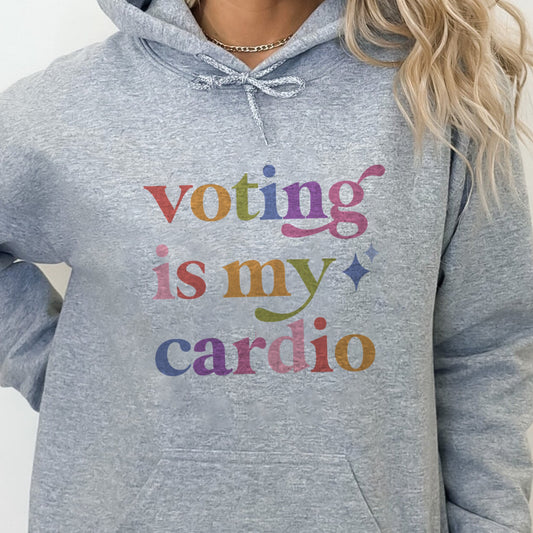 Voting is My Cardio Care & Resist Gildan hoodie in Sport Grey