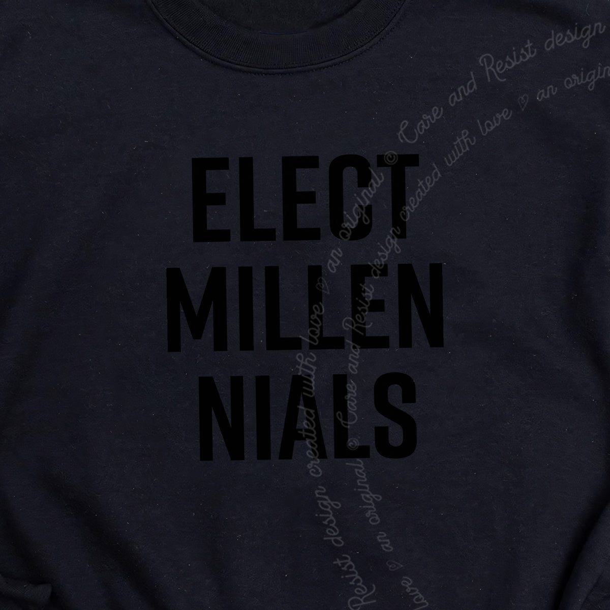 Elect Millennials Care & Resist Gildan crewneck sweatshirt in Black