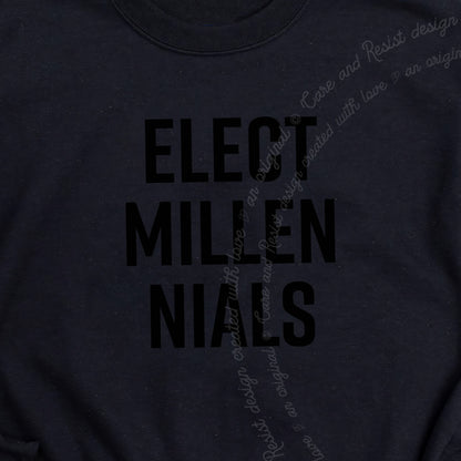 Elect Millennials Care & Resist Gildan crewneck sweatshirt in Black
