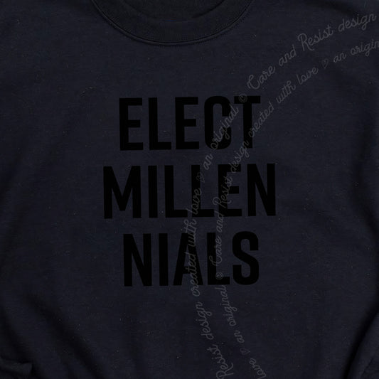 Elect Millennials Care & Resist Gildan crewneck sweatshirt in Black