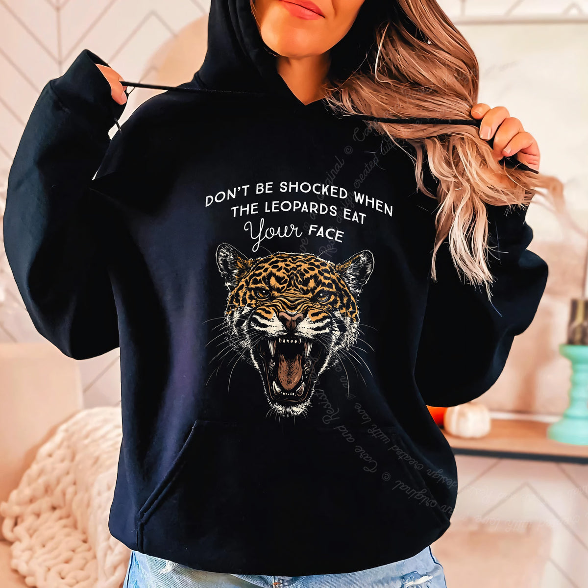 Don't Be Shocked When the Leopards Eat Your Face Care & Resist Gildan hoodie in Black