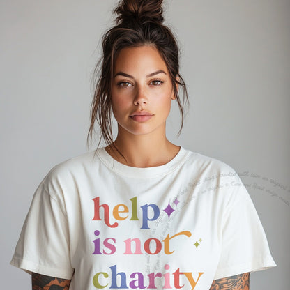 Help is not Charity Care & Resist rainbow Comfort Colors tee, White