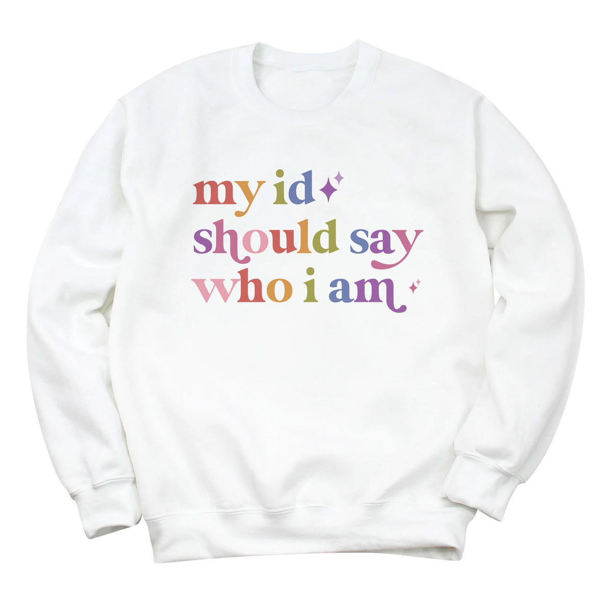 My Id Should Say Who I Am Care & Resist Gildan crewneck sweatshirt in White