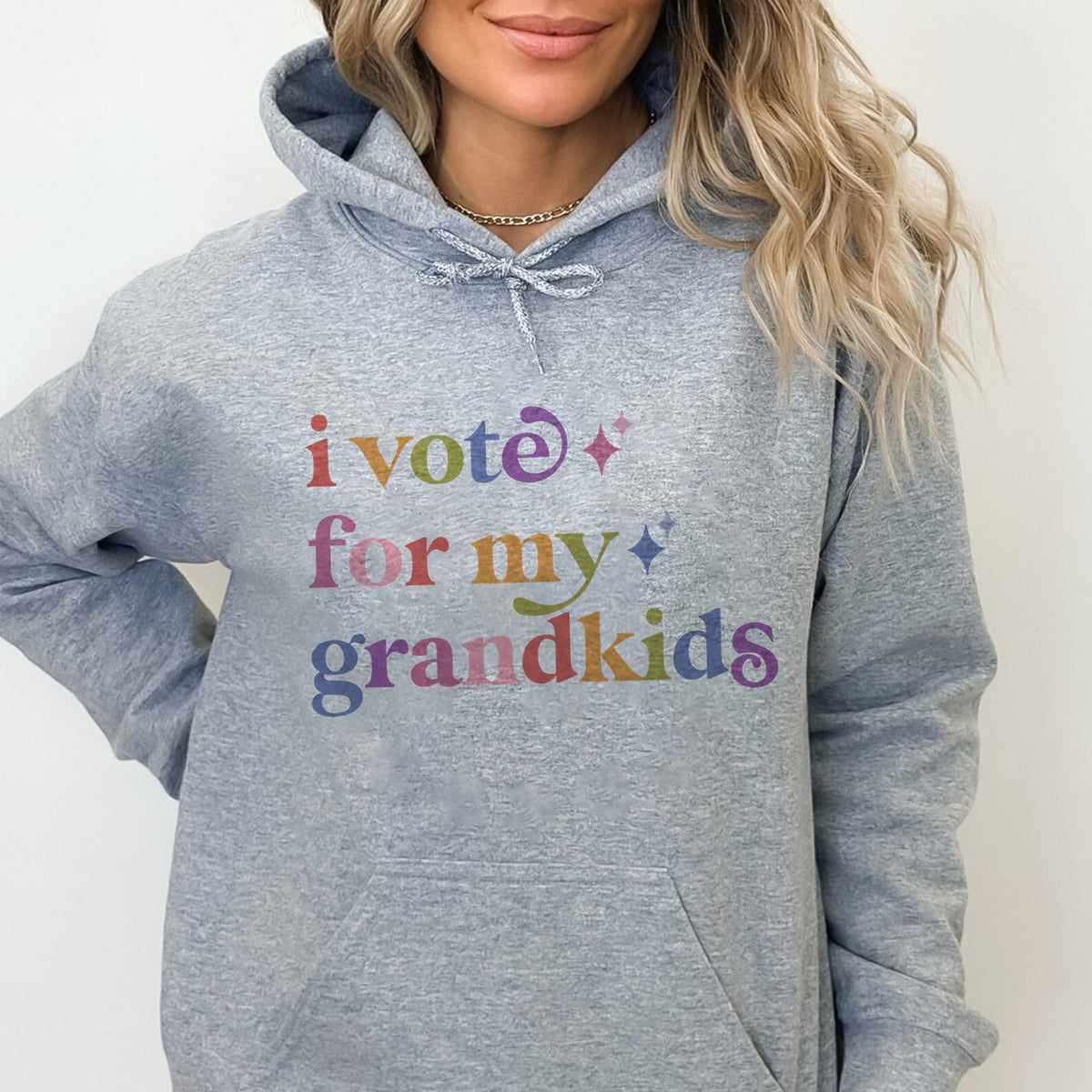 I Vote for My Grandkids Care & Resist Gildan hoodie in Sport Grey