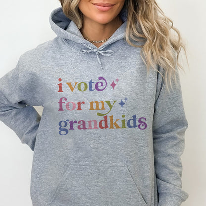 I Vote for My Grandkids Care & Resist Gildan hoodie in Sport Grey