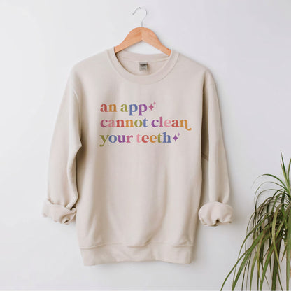 An App Cannot Clean Your Teeth Care & Resist Gildan crewneck sweatshirt in Sand