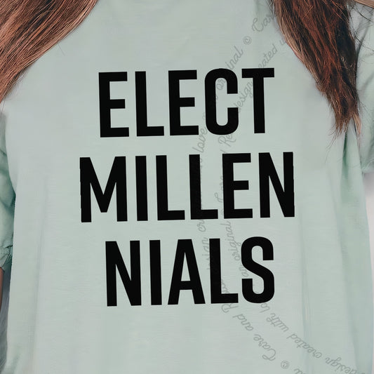 Elect Millennials Care & Resist progressive t-shirt in Bay