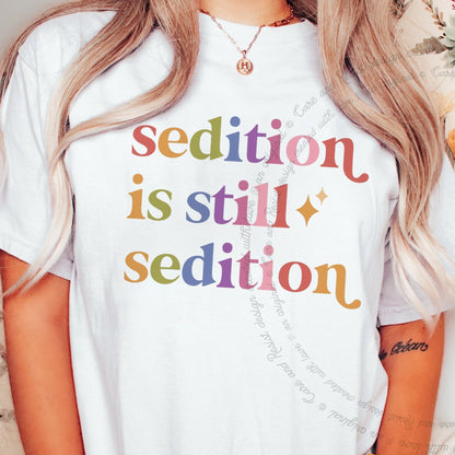 Sedition is Still Sedition Care & Resist rainbow tee