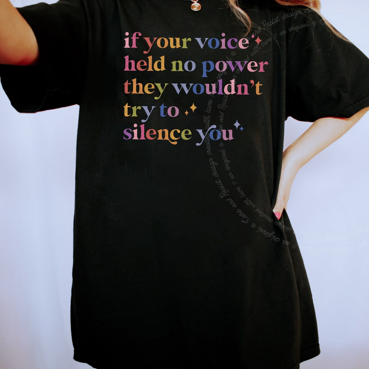 If Your Voice Held No Power They Wouldn't Try to Silence You Care & Resist progressive t-shirt in Black