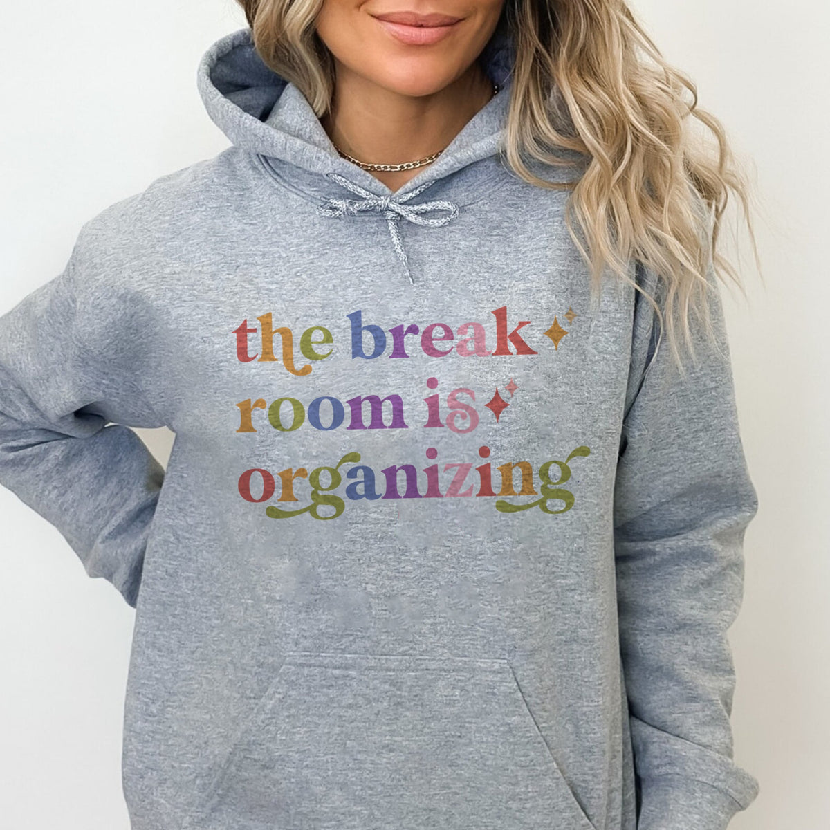 The Break Room is Organizing Care & Resist Gildan hoodie in Sport Grey