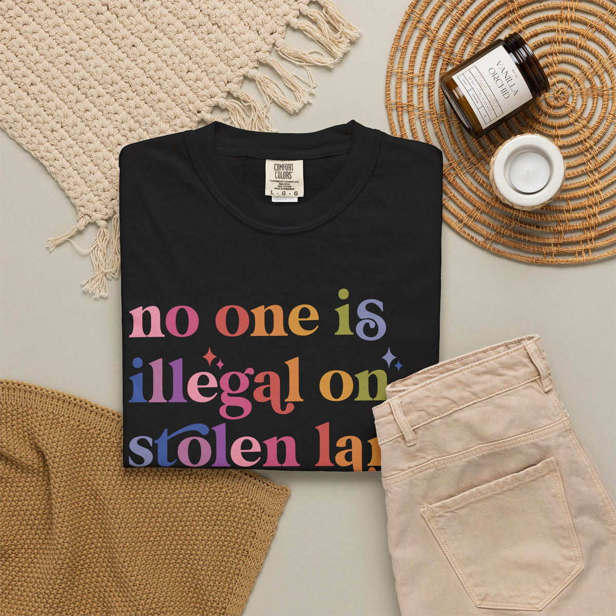 No One Is Illegal on Stolen Land Comfort Colors Unisex T-Shirt