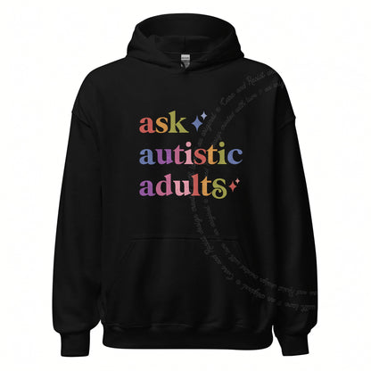 Ask Autistic Adults Care & Resist Gildan hoodie in Black