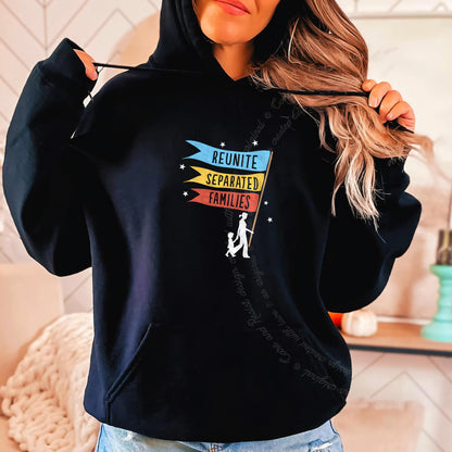 Reunite Separated Families Flags Care & Resist Gildan hoodie in Black