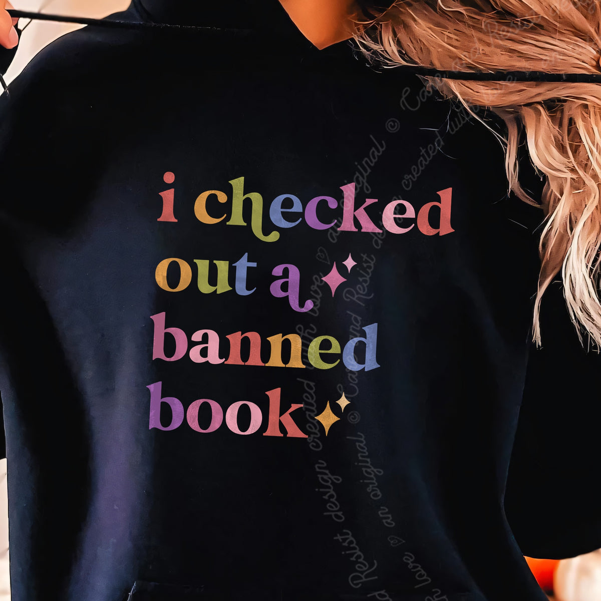I Checked Out a Banned Book Care & Resist Gildan hoodie in Black