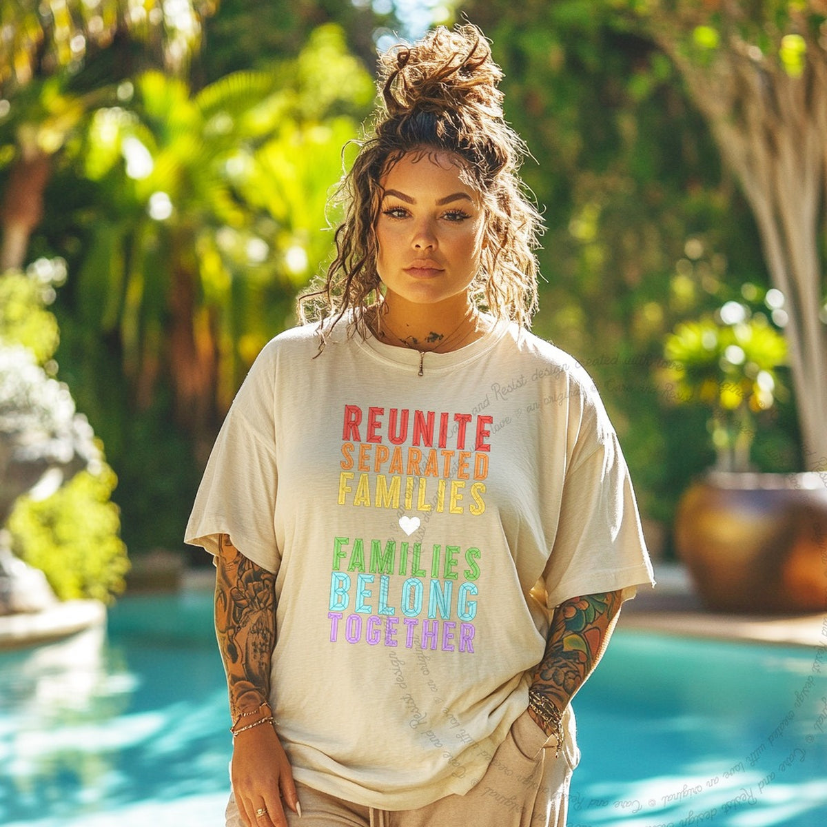 Reunite Separated Families, Families Belong Together Care & Resist progressive t-shirt in Ivory