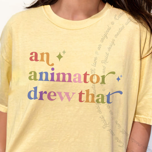 An Animator Drew That Care & Resist progressive t-shirt in Banana