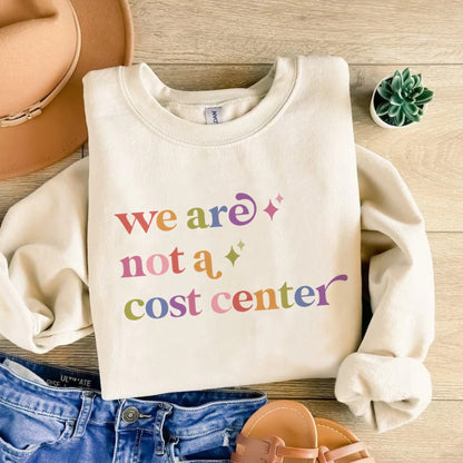 We are not a Cost Center Care & Resist Gildan crewneck sweatshirt in Sand