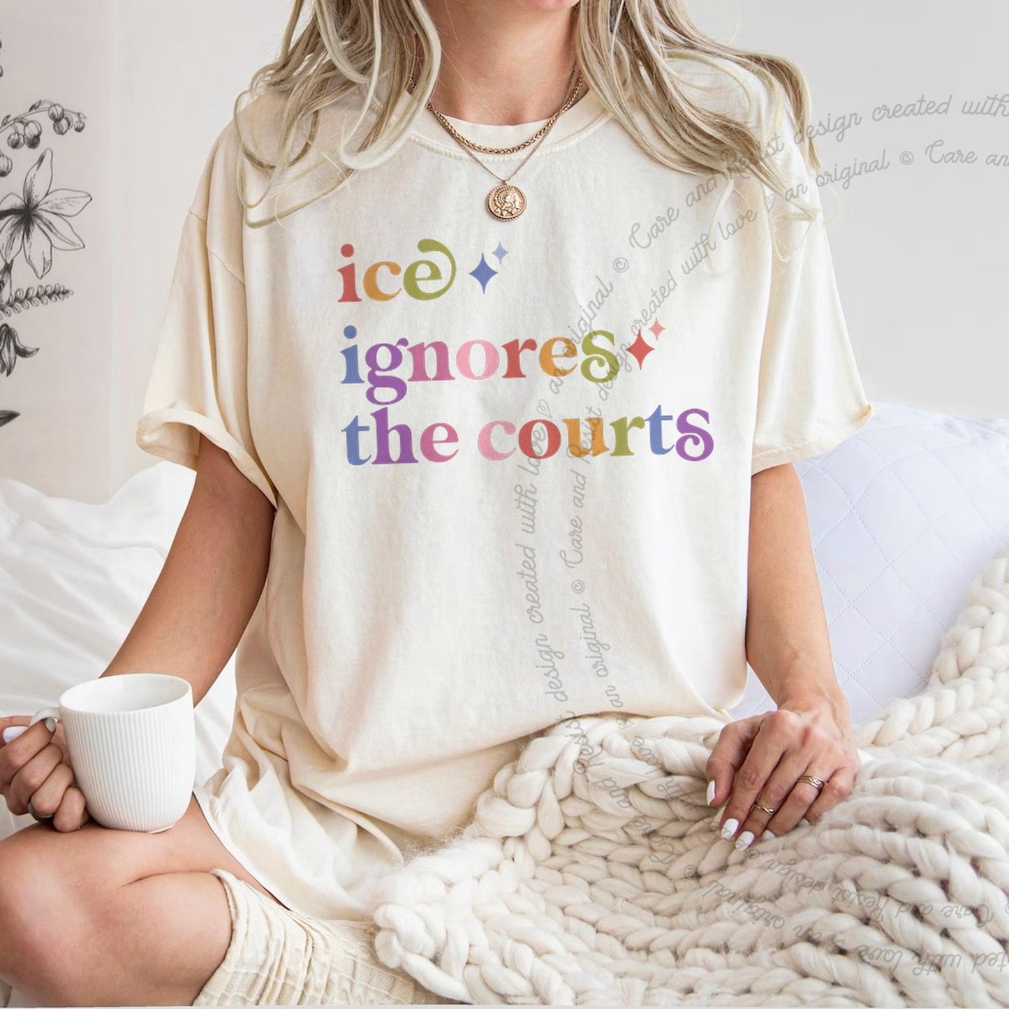 Ice Ignores the Courts Care & Resist rainbow tee
