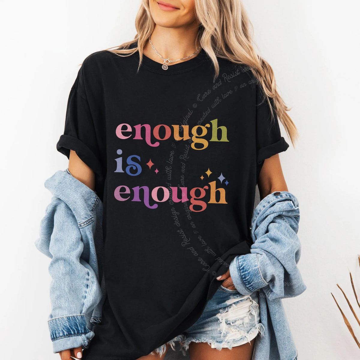 Enough Is Enough Care & Resist progressive t-shirt in Black