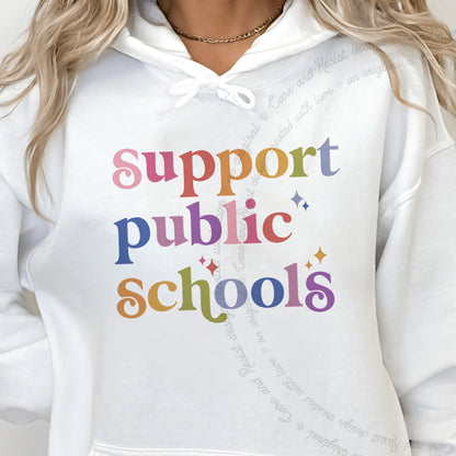 Support Public Schools Care & Resist Gildan hoodie in White