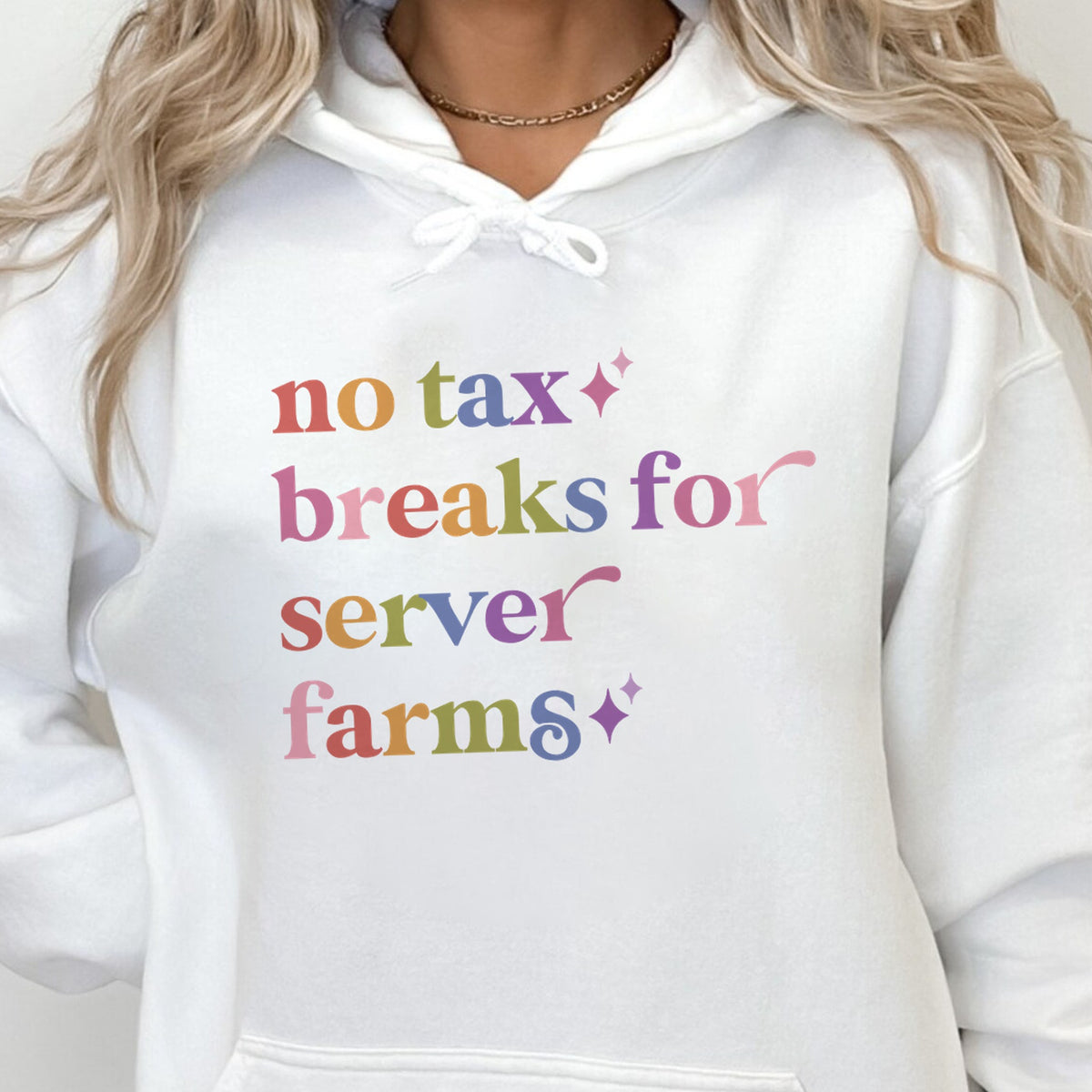 No Tax Breaks for Server Farms Care & Resist Gildan hoodie in White