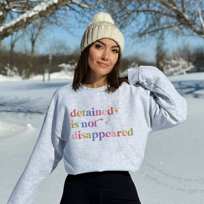 Detained is not Disappeared Care & Resist Gildan crewneck sweatshirt in Sport Grey