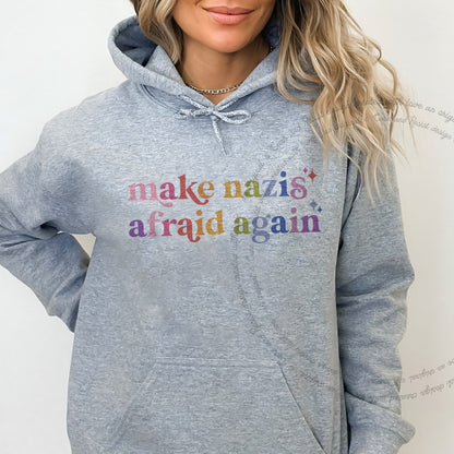 Make Nazis Afraid Again Care & Resist Gildan hoodie in Sport Grey