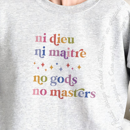 Ni Dieu Ni Maitre No Gods No Masters Care & Resist Gildan crewneck sweatshirt in Sport Grey