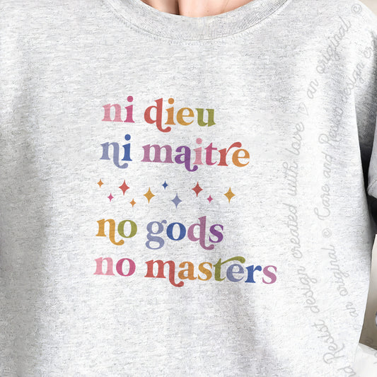Ni Dieu Ni Maitre No Gods No Masters Care & Resist Gildan crewneck sweatshirt in Sport Grey
