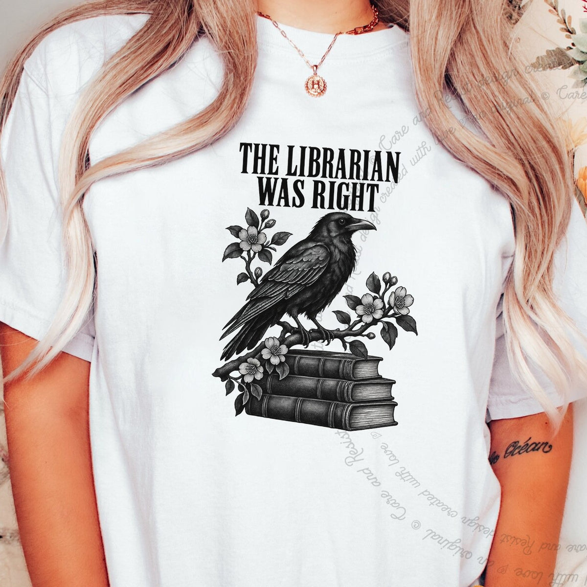 The Librarian Was Right Raven Care & Resist progressive t-shirt in White