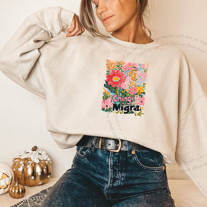 Chinga La Migra Care & Resist Gildan crewneck sweatshirt in Sand