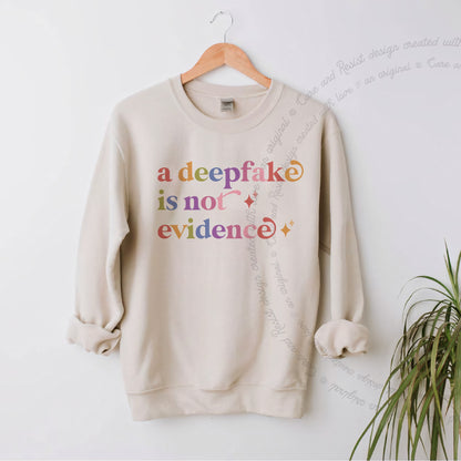 A Deepfake is not Evidence Care & Resist Gildan crewneck sweatshirt in Sand