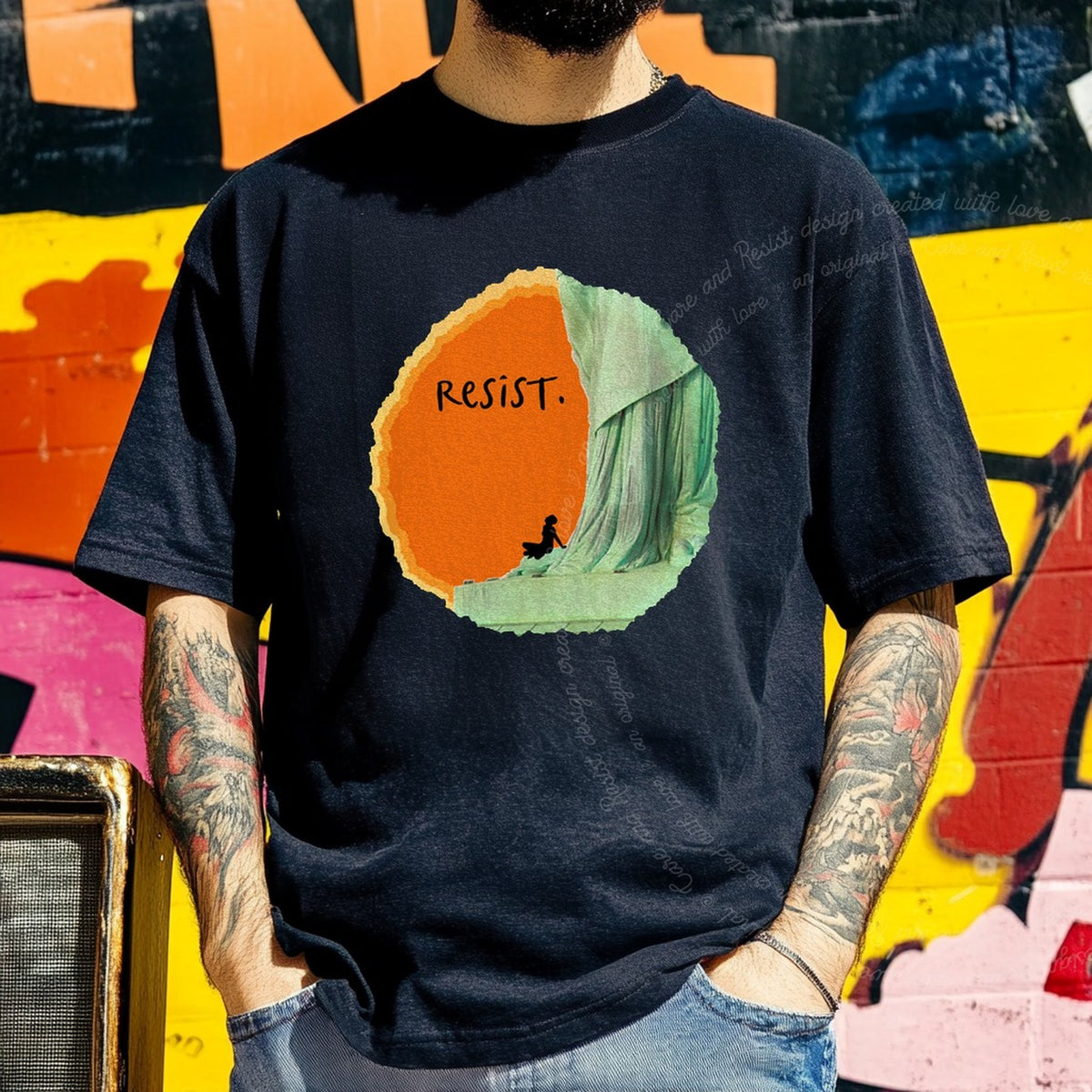 Resist Care & Resist progressive t-shirt in Black