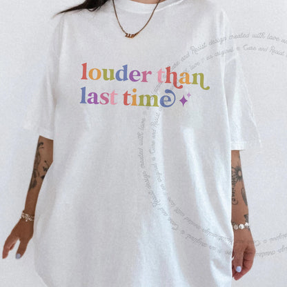 Louder Than Last Time Care & Resist rainbow Comfort Colors tee, White