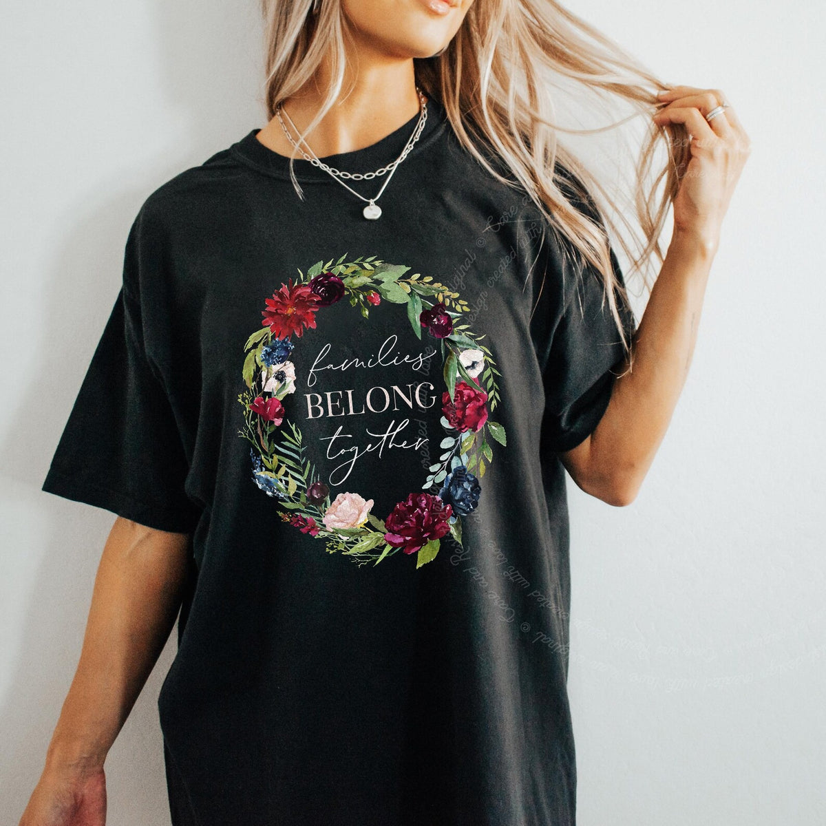 Families Belong Together Wreath Care & Resist progressive t-shirt in Black
