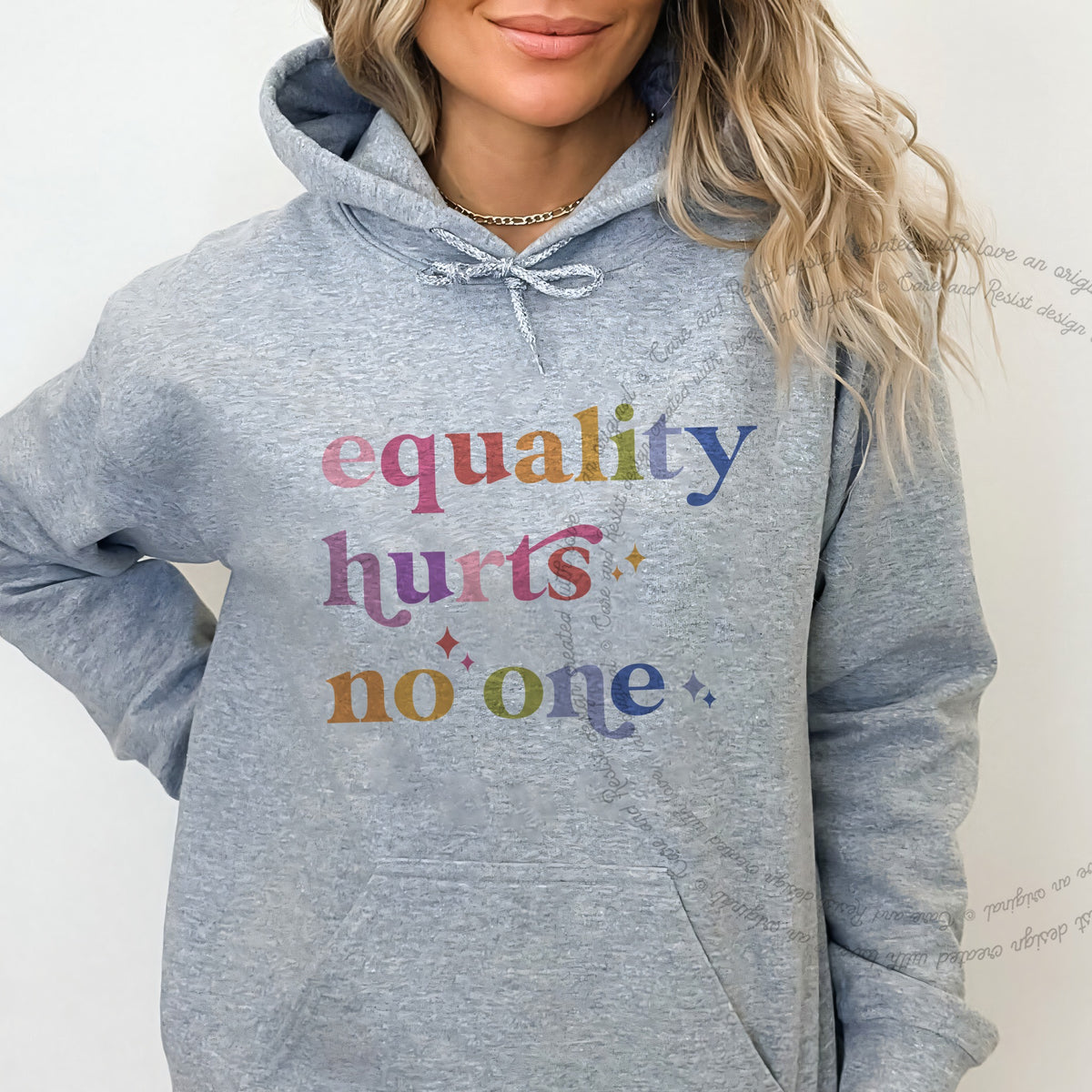 Equality Hurts No One Care & Resist Gildan hoodie in Sport Grey