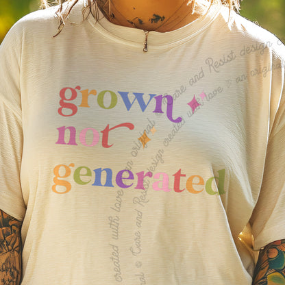 Grown not Generated Care & Resist progressive t-shirt in Ivory