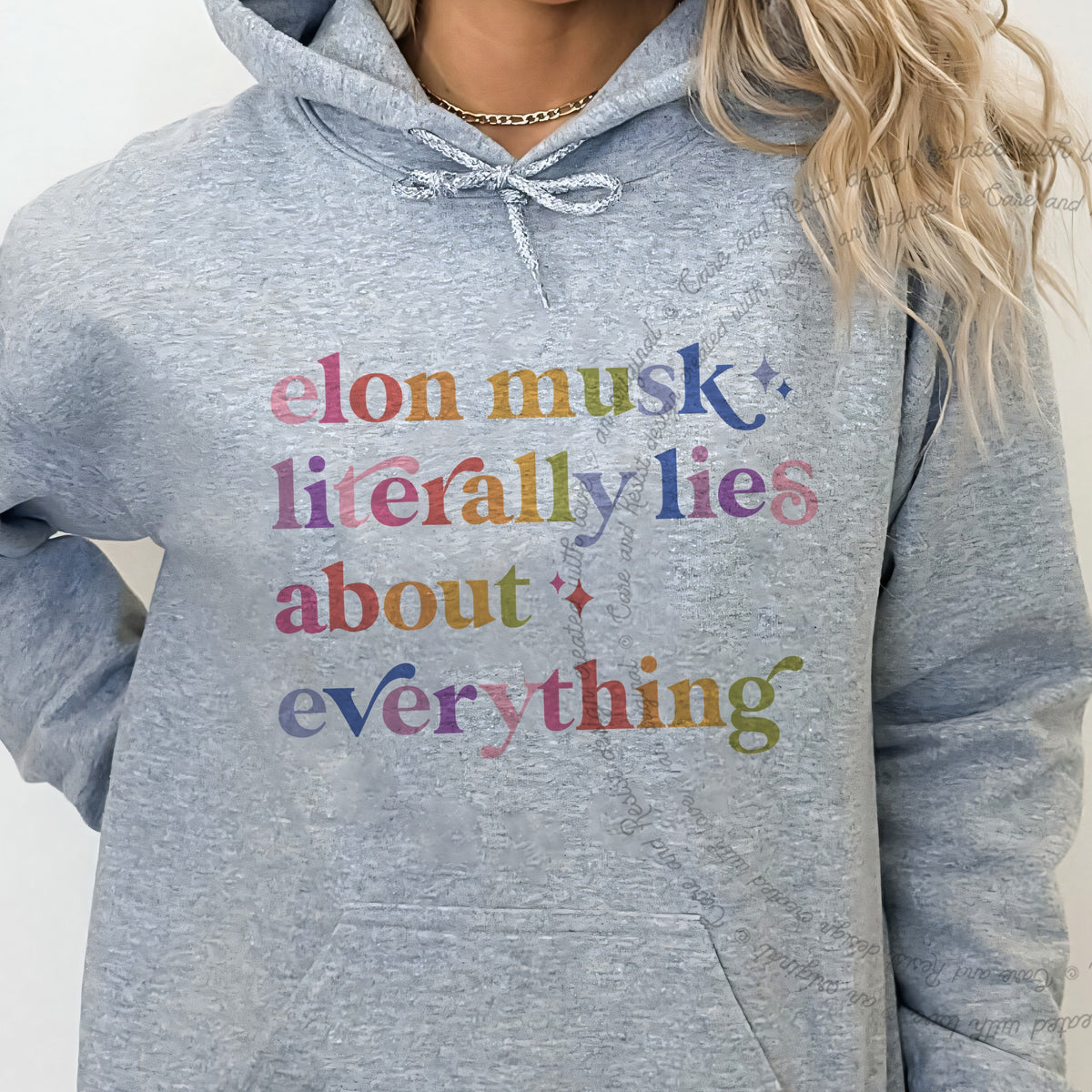 Elon Musk Literally Lies About Everything Care & Resist Gildan hoodie in Sport Grey