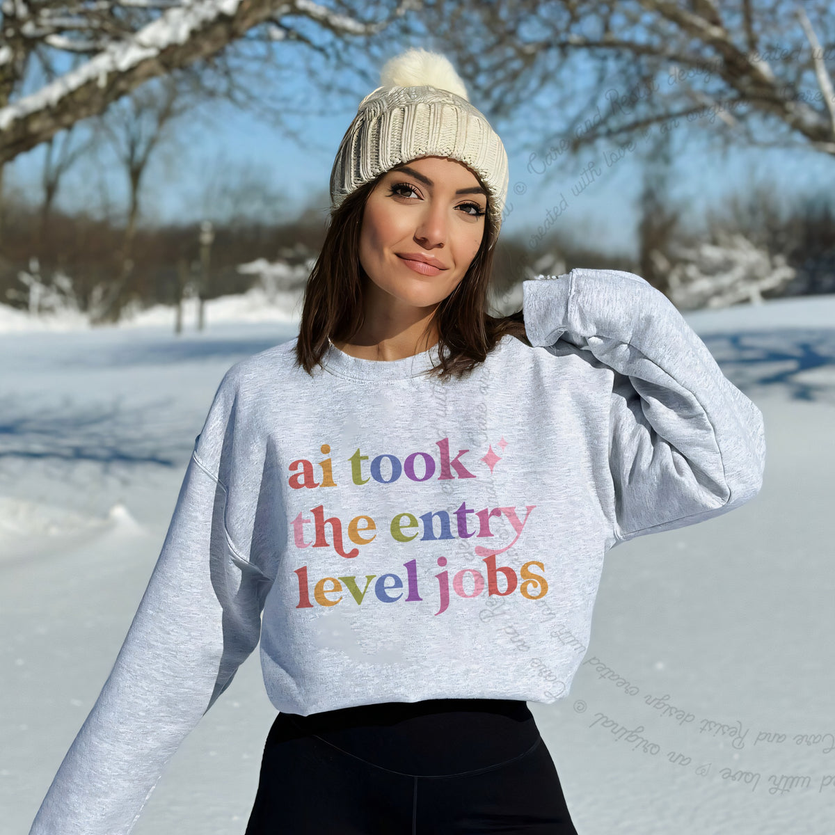 Ai Took the Entry Level Jobs Care & Resist Gildan crewneck sweatshirt in Sport Grey