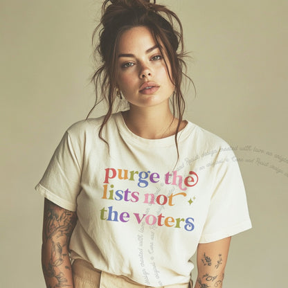 Purge the Lists not the Voters Care & Resist tee in Ivory