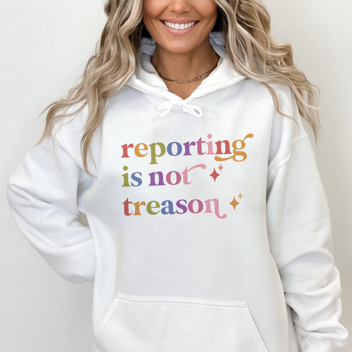 Reporting is not Treason Care & Resist Gildan hoodie in White