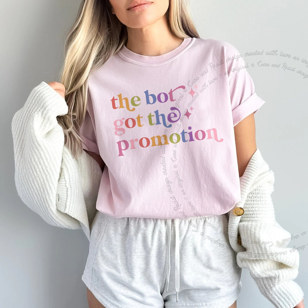 The Bot Got the Promotion Care & Resist progressive t-shirt in Blossom