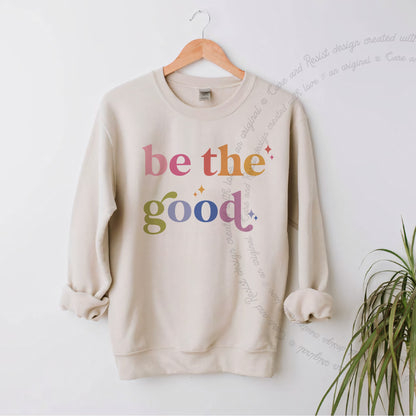 Be the Good Care & Resist Gildan crewneck sweatshirt in Sand