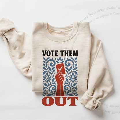Vote Them Out Folk Ballot Care & Resist Gildan crewneck sweatshirt in Sand